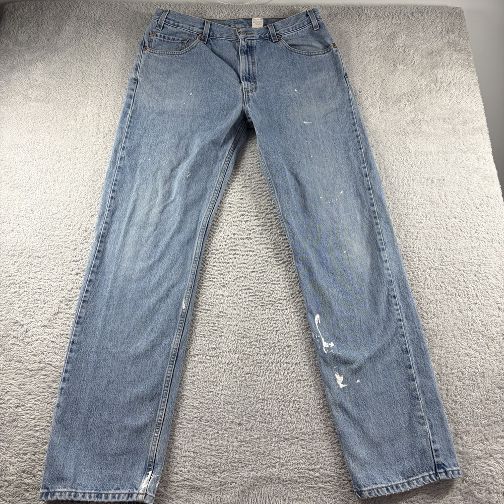 Vintage Levi 505 Jeans Mens 36x34 (Fits 34x33) Lightwash Paint Stains Y2K